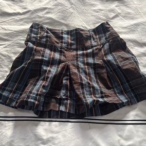 Brown and blue plaid skirt